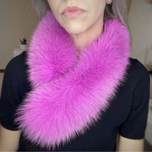 Vintage Genuine Dyed Fox Fur Velcro Scarf Headband Collar - Picture 3 of 12